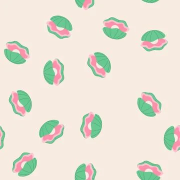 Seamless pattern perl shell pearl cartoon vector Stockillustratie