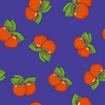 Seamless Pattern , Persimmon on Purple Background Stock Illustration