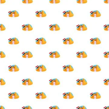 Seamless pattern with person and egyptian pyramids Stock Illustration
