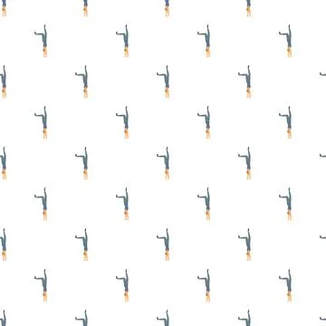 Seamless pattern with person doing handstand exercise Stock Illustration