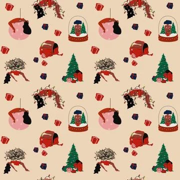 Seamless pattern with person experiences sadness and unhappiness Stock Illustration