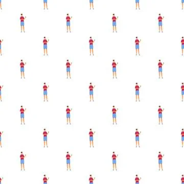 Seamless pattern with person holding green apple Stock Illustration