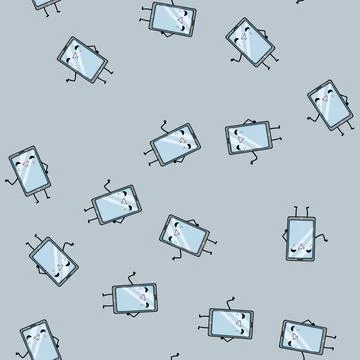 Seamless pattern person phone character cartoon vector Stockillustratie