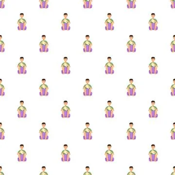 Seamless pattern with person playing mobile video game Stock Illustration