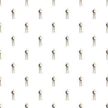 Seamless pattern with person reading a map Stock Illustration