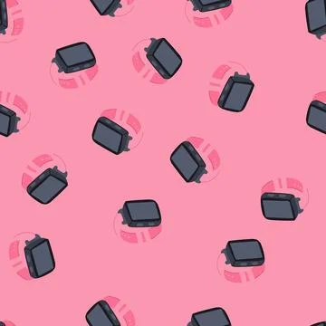 Seamless pattern person smart watch cartoon vector Stock Illustration