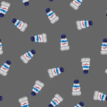 Seamless pattern person winter hat man cartoon vector イラスト素材