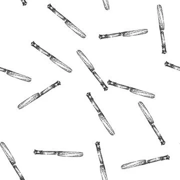 Seamless pattern personalized knife engraved silver sketch hand drawn Stock Illustration