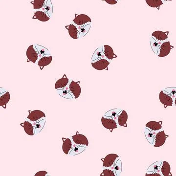 Seamless pattern pet cat face cartoon vector Illustrazione stock