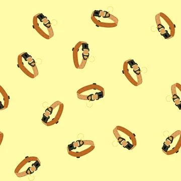 Seamless pattern pet collar with blank id tag for dog or cat Stock Illustration