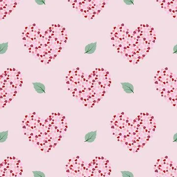 Seamless pattern with petal in heart shape on white background,design for fab Stock Illustration