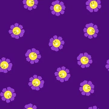 Seamless pattern petals flower face cartoon vector Illustrazione stock