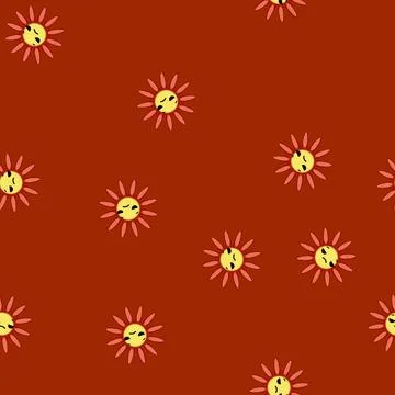 Seamless pattern petals flower face cartoon vector Stock Illustration