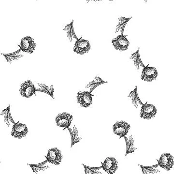 Seamless pattern petals ranunculus sketch hand drawn Illustrazione stock