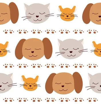 The seamless pattern of pets is dog, cat and hamster. Children's pattern in.. Stock Illustration