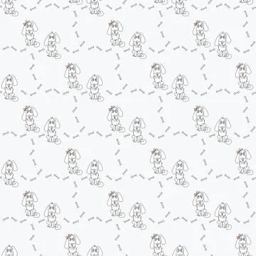 Seamless pattern with pets. Light background with cute White dogs with Stock Illustration