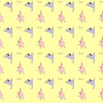 Seamless pattern. pets yoga. cute puppies go in for sports, gymnastics and stand Stock Illustration