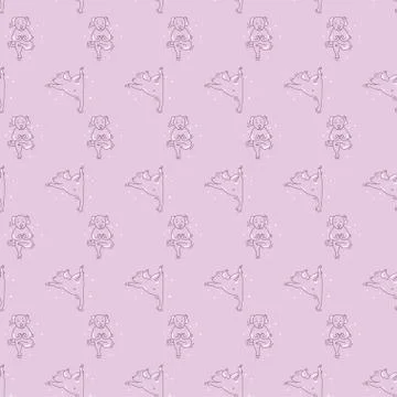 Seamless pattern. pets yoga. Dog yoga - cute puppies doing exercises and standin 스톡 일러스트