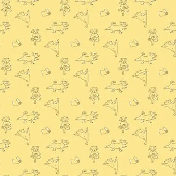 Seamless pattern. pets yoga. Vector. Dog yoga - cute animals go in for sports an Stockillustratie