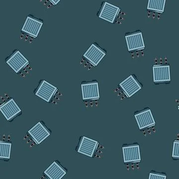 Seamless pattern phase electrical transformer cartoon vector Illustrazione stock