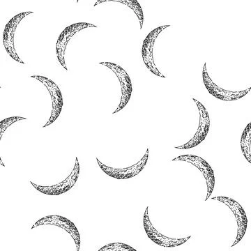 Seamless pattern phases moon sketch hand drawn Stock Illustration
