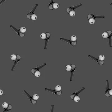 Seamless pattern phone wireless earphones cartoon vector Stock Illustration