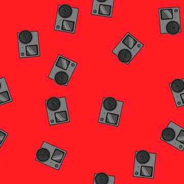 Seamless pattern photo action camera cartoon vector Stock Illustration
