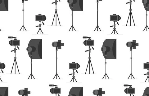 Seamless pattern with Photo studio Stock Illustration