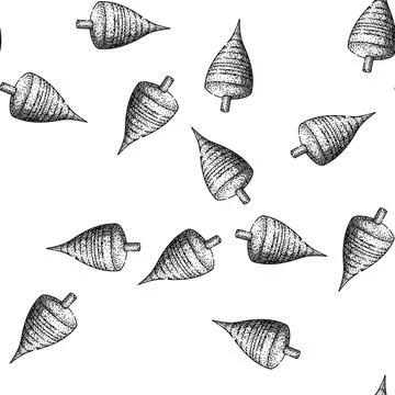 Seamless pattern physics spinning top sketch hand drawn Stock Illustration