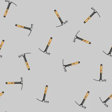 Seamless pattern pickaxe pickaxe cartoon vector Stock Illustration