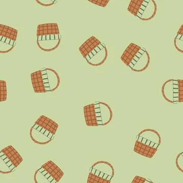 Seamless pattern picnic wicker basket cartoon vector Stockillustratie