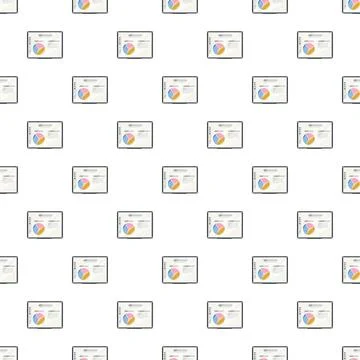 Seamless pattern with pie chart data analysis monitors Illustrazione stock