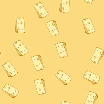 Seamless pattern piece cheese cartoon vector Stock Illustration