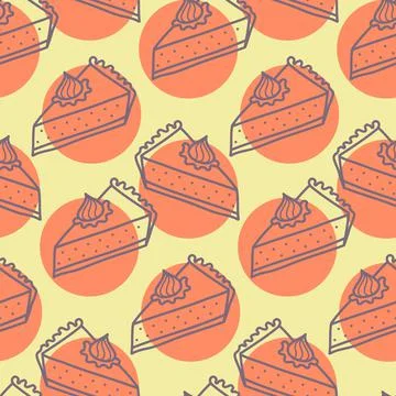Seamless pattern piece of pumpkin pie, yellow orange color. Pattern for desig イラスト素材