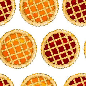 Seamless pattern with pies. The theme of autumn, harvest and thanksgiving. Stock Illustration