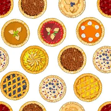 Seamless pattern with pies. The theme of autumn, harvest and thanksgiving. Stock Illustration