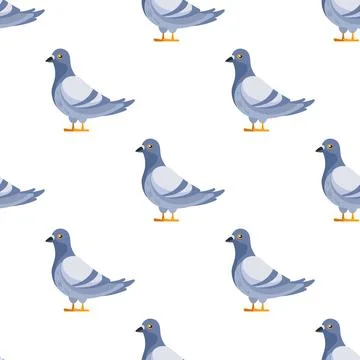 Seamless pattern of pigeons standing on white background 스톡 일러스트