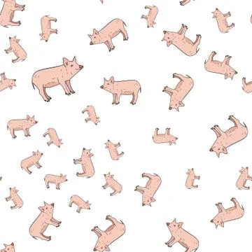 Seamless pattern of pigs. Stock Illustration