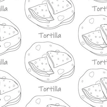Seamless pattern from Pile of Corn Mexican tortilla with lettering. Traditional Illustrazione stock