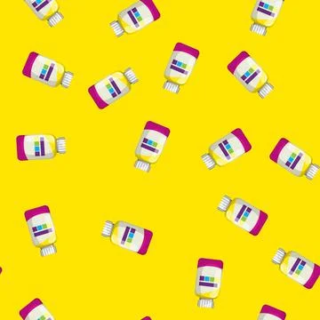 Seamless pattern pill vitamin bottle cartoon vector Illustrazione stock