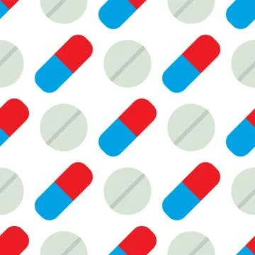 Seamless pattern with pills and capsules background simple flat painkiller イラスト素材