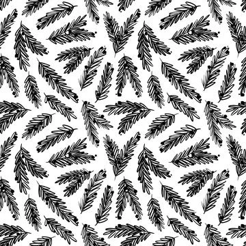Seamless pattern with pine branches and balls. Stockillustratie