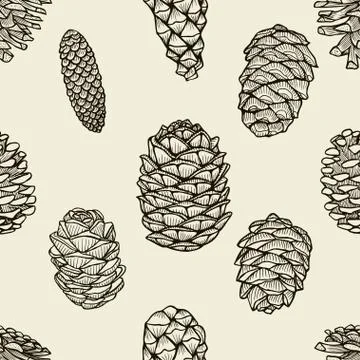 Seamless pattern with pine cones Stock Illustration
