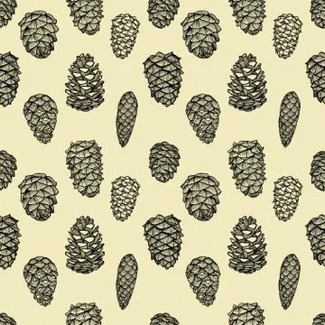 Seamless pattern with pine cones Stock Illustration