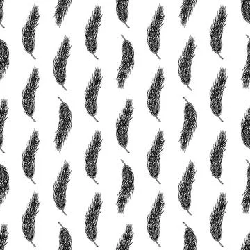 Seamless pattern of Pine tree branch, Christmas new year background, hand drawn Illustrazione stock