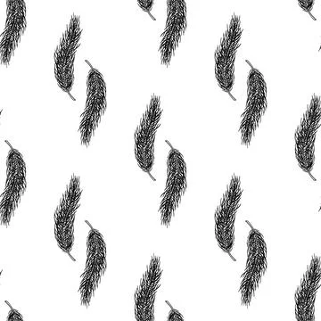 Seamless pattern of Pine tree branch, Christmas new year background, hand drawn Illustrazione stock