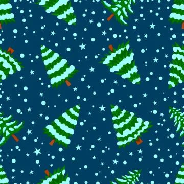 Seamless pattern with pine trees and snow. Design element for poster, card, b 库存插图