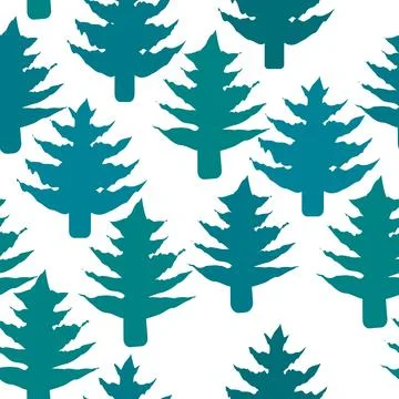 Seamless pattern with pine trees silhouettes Stock Illustration