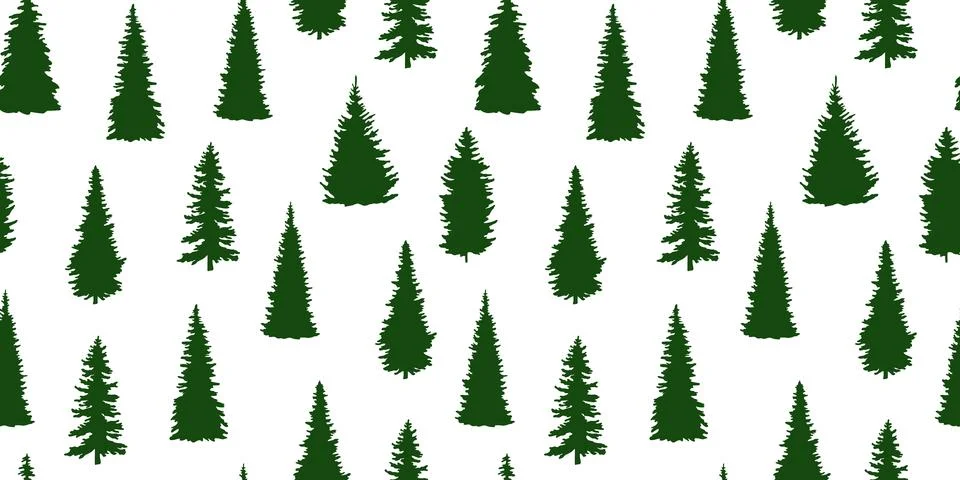 Seamless pattern with pine trees. Vector repeat background Stock Illustration