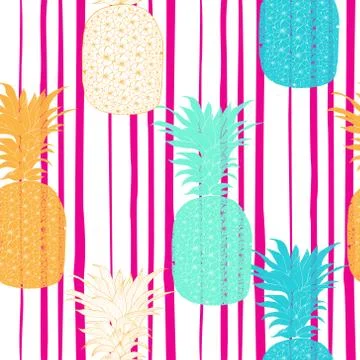 Seamless pattern Pineapple background Illustrazione stock